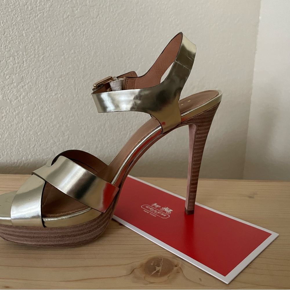 COACH Dani Metallic Platinum Mirror Heels (like new) - Picture 3 of 16